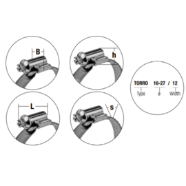 hose clamps / Worm-Drive Clips (W4), width 9 mm, 16-27 mm, DIN 3017 (10 pcs)